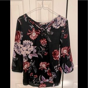 Black Floral Blouse from Maurices